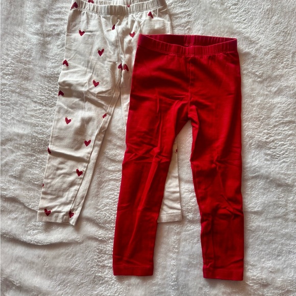 Old Navy Other - Old Navy Kids Heart Print and Solid Red Leggings